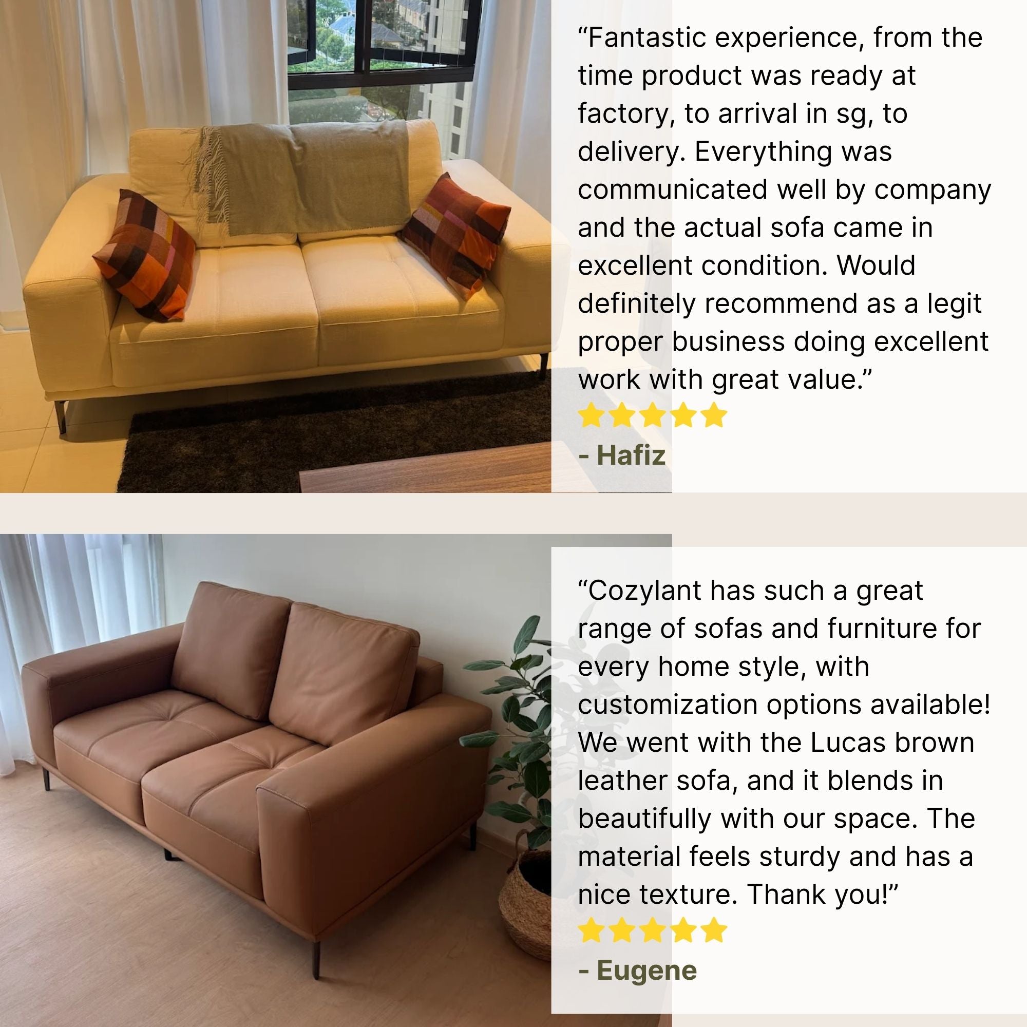 Good reviews for Calm fabric sofa