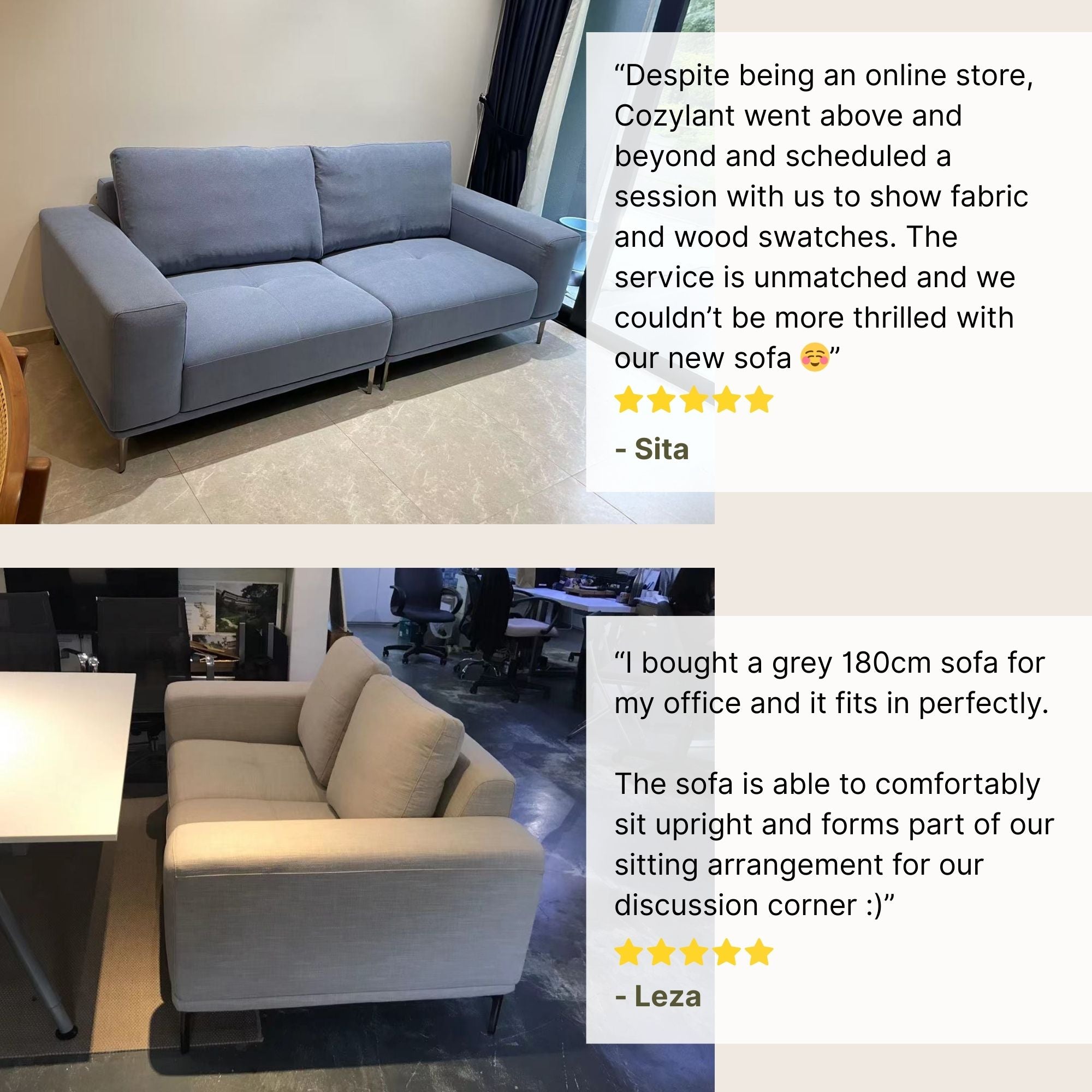 Good reviews for Calm fabric sofa