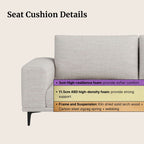 Calm fabric sofa in white with seat cushion details on a beige background