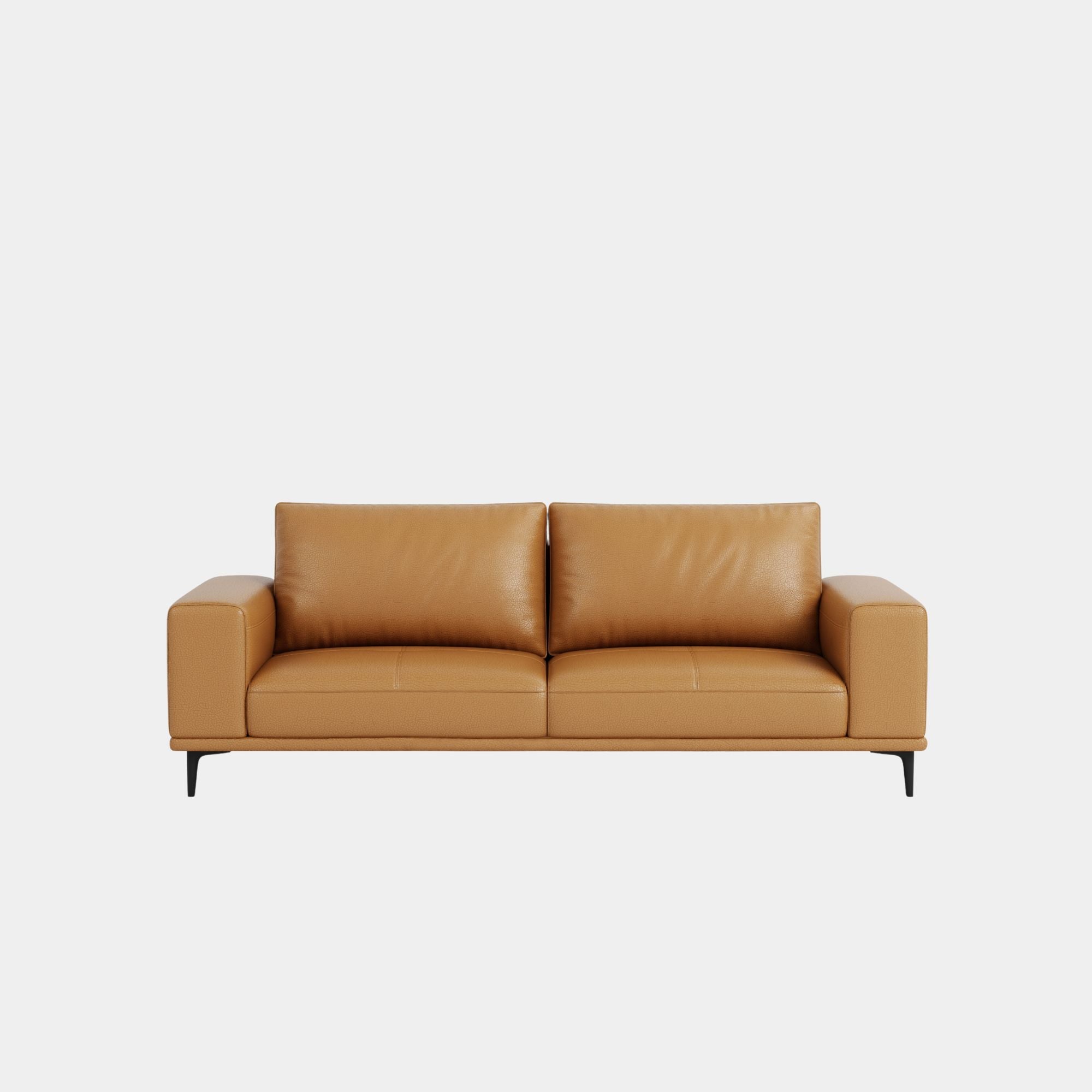 Calm half leather sofa brown