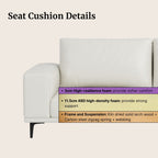 White sofa with seat cushion details on a beige background