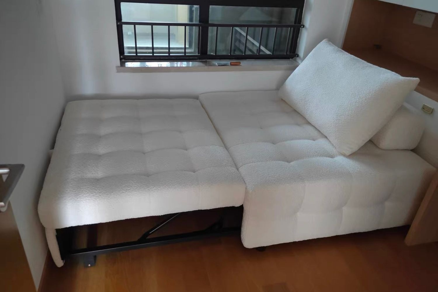 Candy 125cm white fabric sofa bed in real customer homes