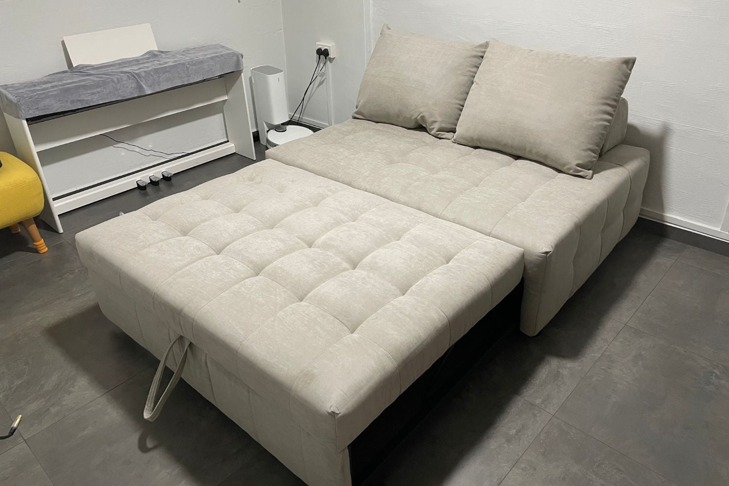 Candy 147cm light grey fabric sofa bed in real customer homes