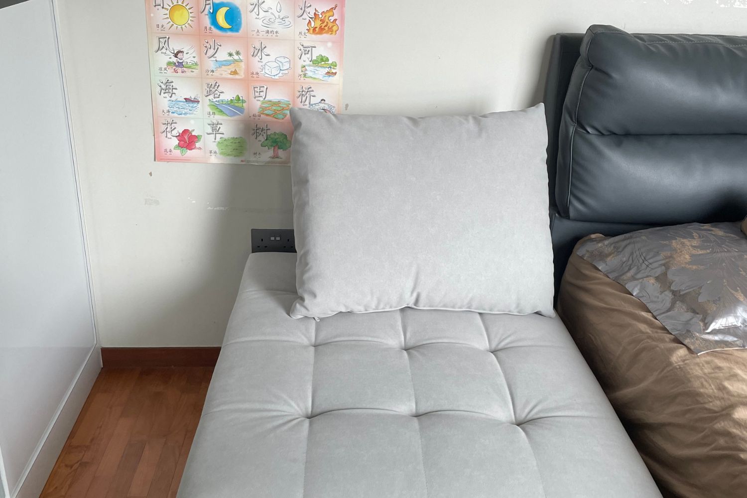 Candy 85cm light grey fabric sofa bed in real customer homes