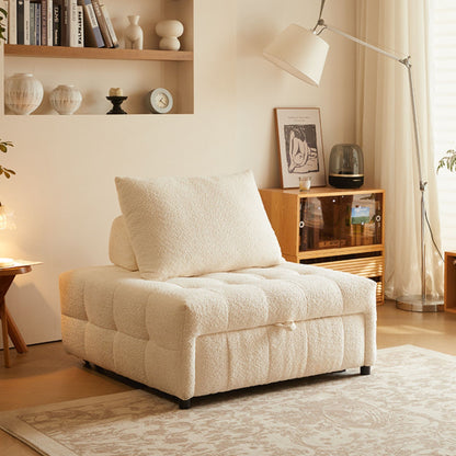 Candy white boucle fabric sofa bed
