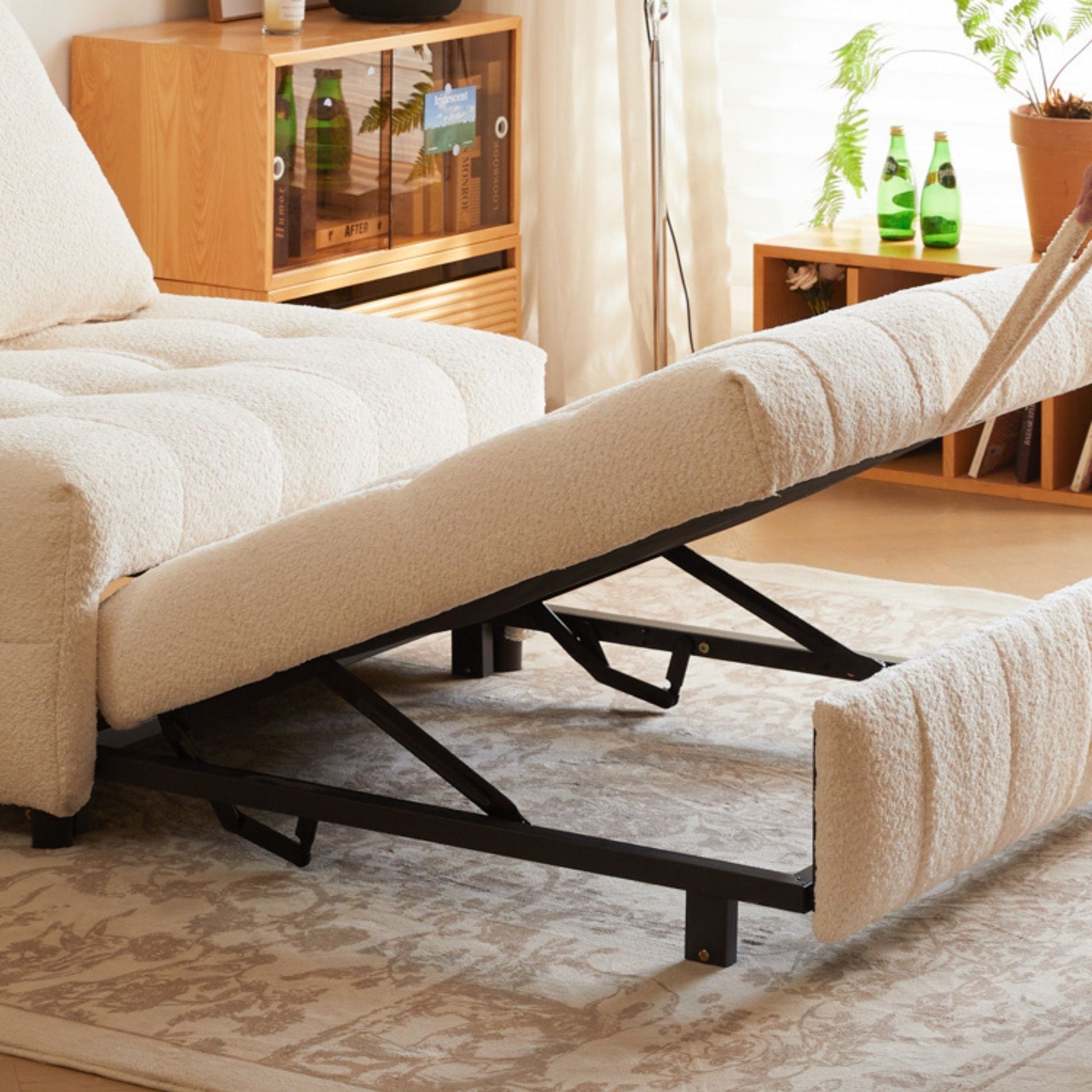 Candy white boucle fabric sofa bed