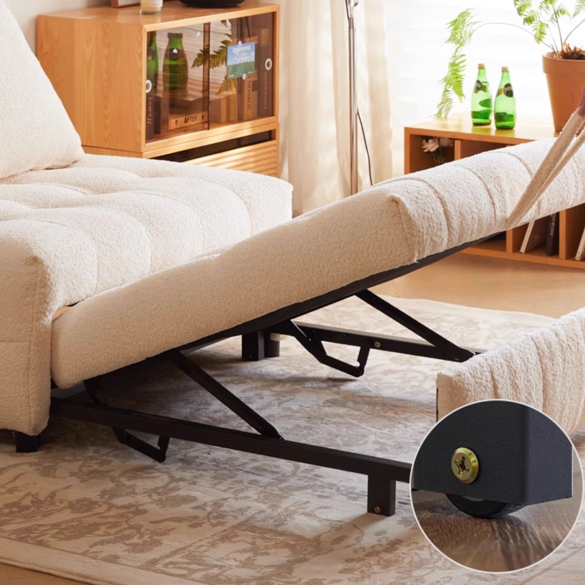 Candy white boucle fabric sofa bed