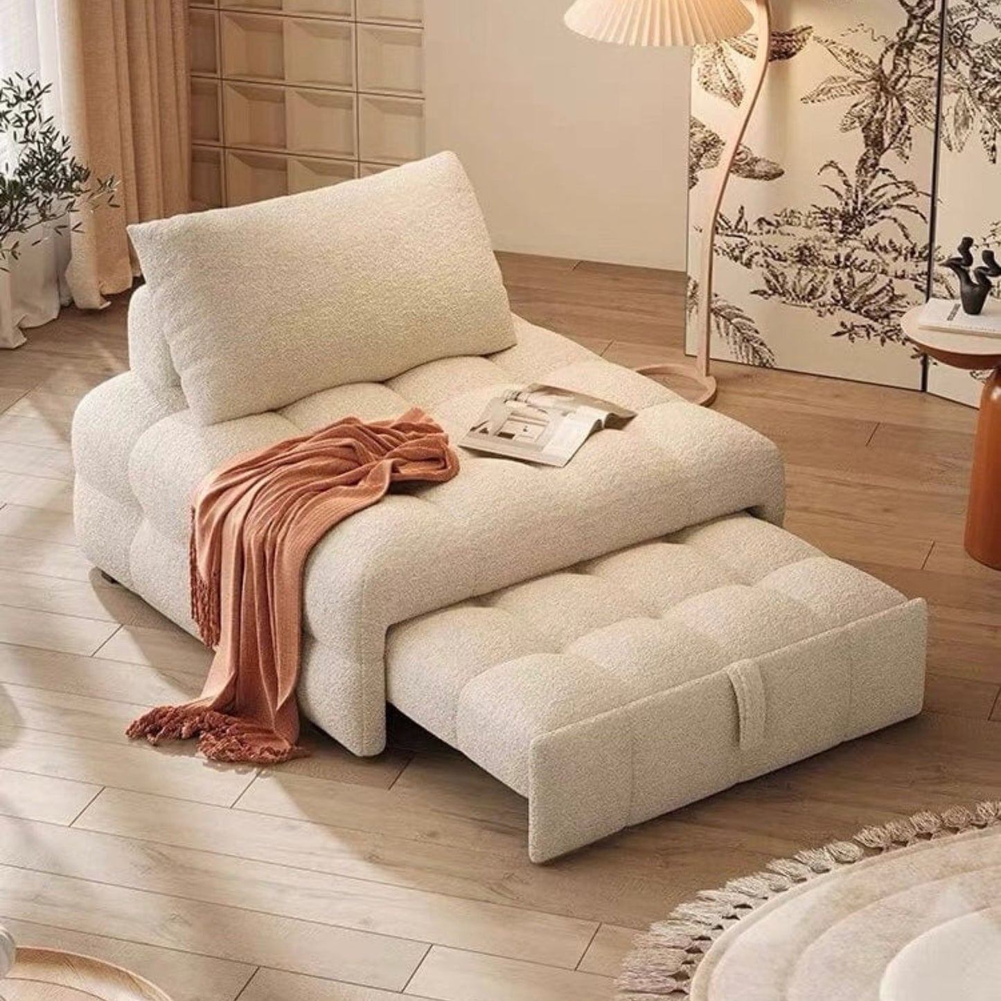 Candy white fabric sofa bed