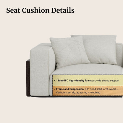 Gray sofa with seat cushion details on a beige background