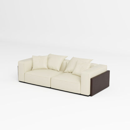 Carson white top grain half leather sofa