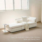 Casa fabric ottoman white sample at 88cm x 80cm diagonal view