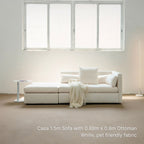 Casa fabric ottoman white sample at 88cm x 80cm front view