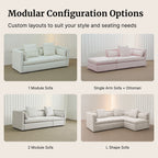 Modular sofa configuration options with text on layout customization.
