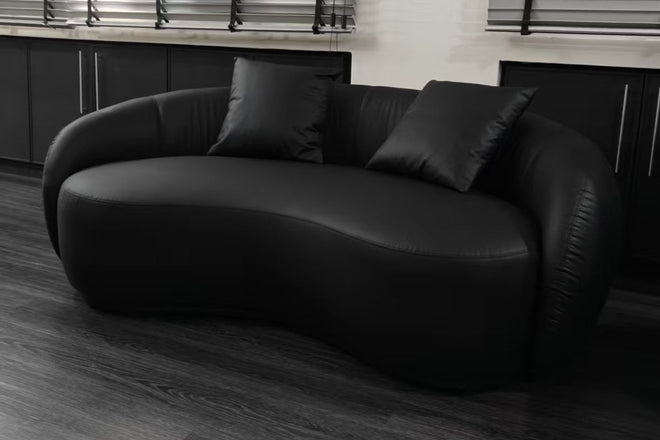 Cashew 180cm Black Faux Leather (Dias 38) Sofa Aisha | Jun 25