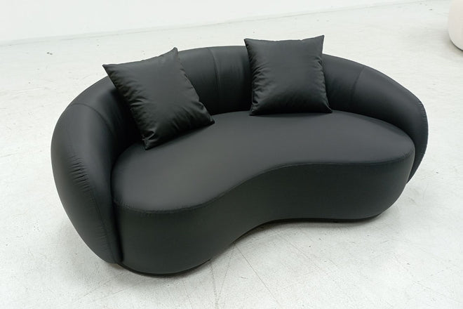 Cashew 180cm Black Faux Leather (Dias 38) Sofa Aisha | Jun 25