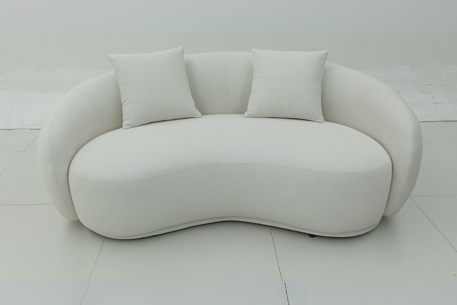 Cashew 180cm White Fabric Sofa Emilia | Aug 24