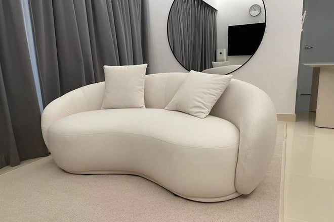 Cashew 180cm White Fabric Sofa Emilia | Aug 24