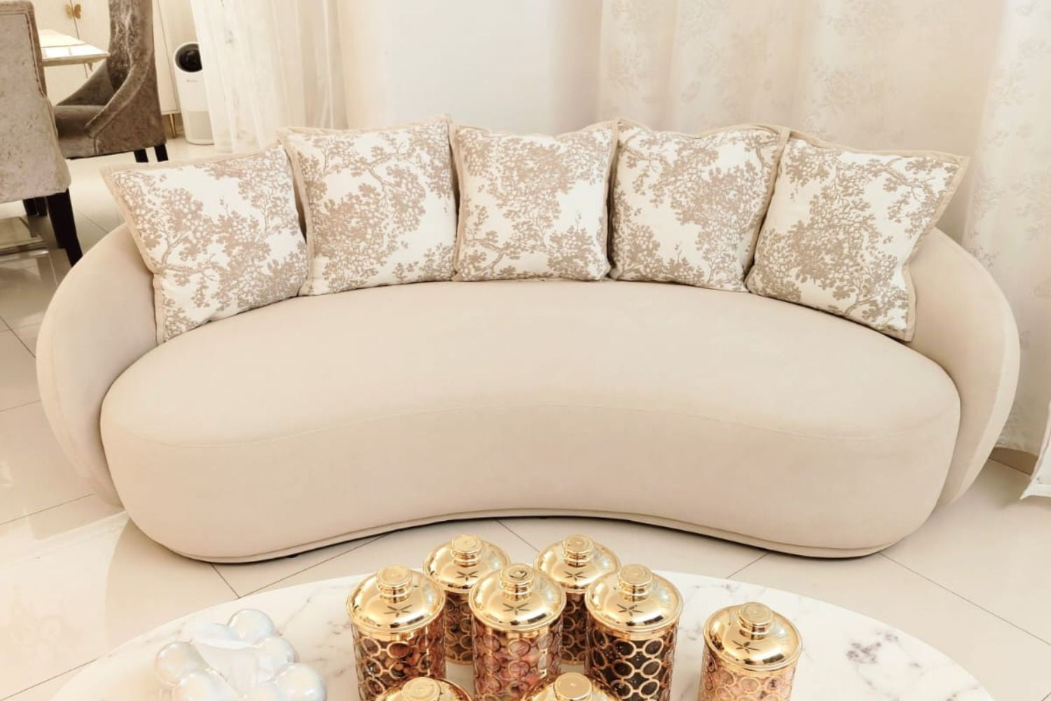 Cashew 3 seater beige pet friendly fabric sofa