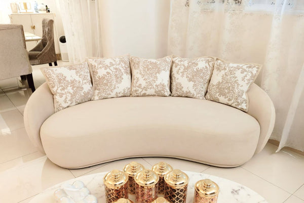 Cashew 215cm Beige Fabric Sofa Roslinda | Feb 25