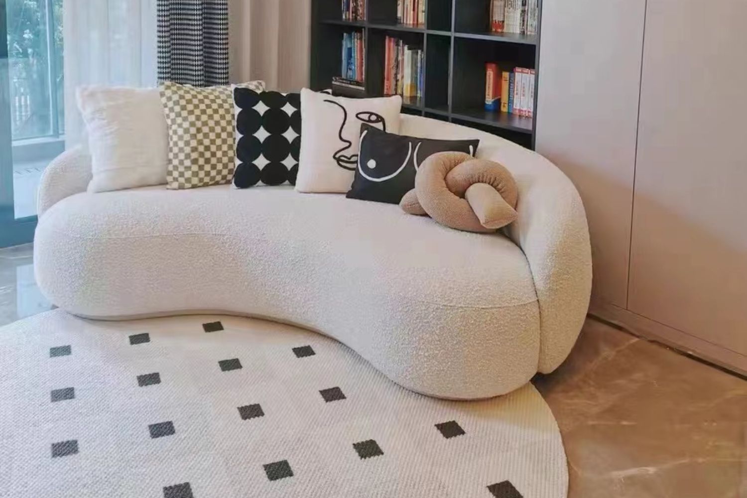 Cashew 215cm White Fabric Sofa Real Home | Demo 1