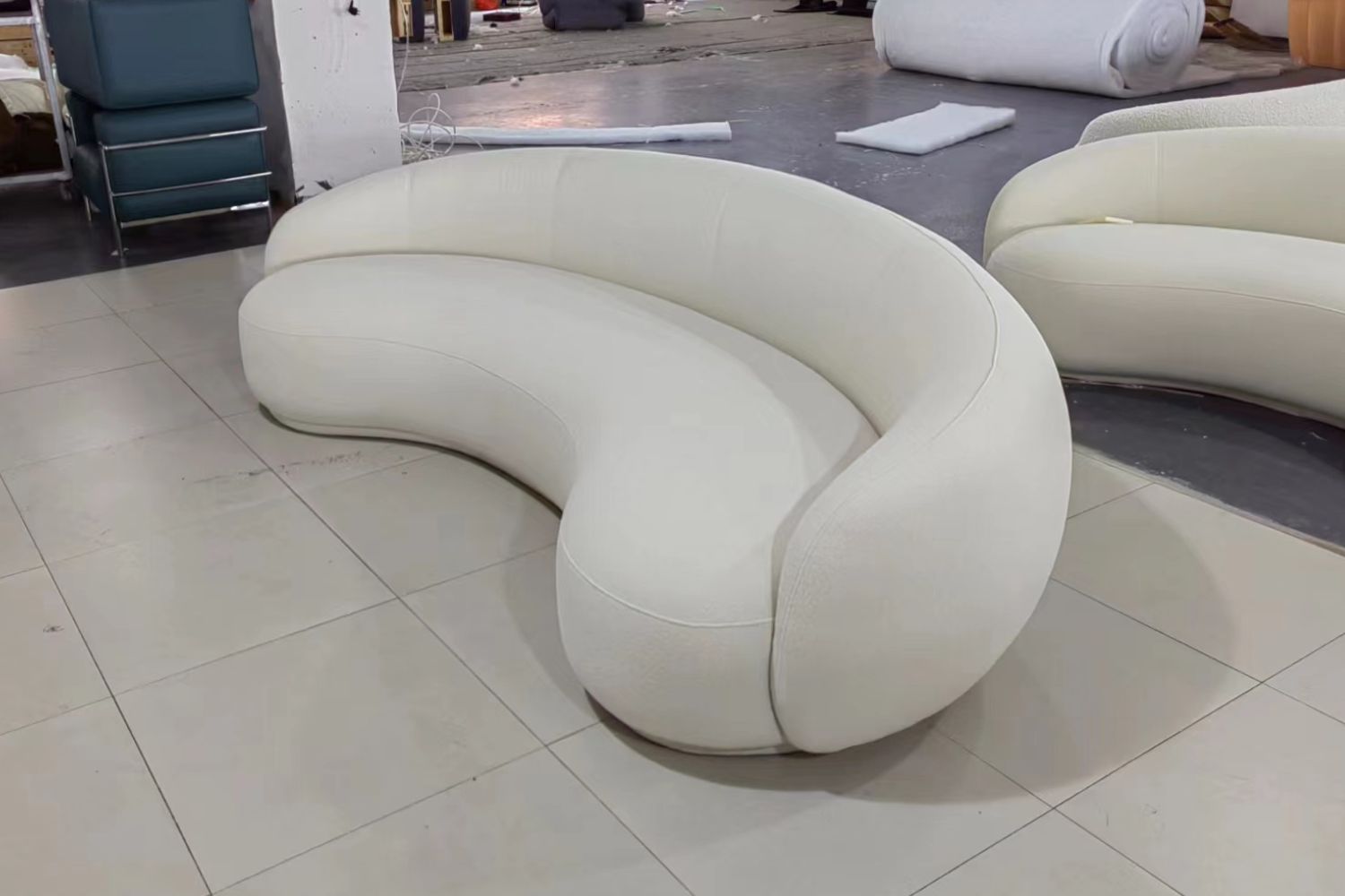 Cashew 235cm White Fabric Sofa | Demo 2