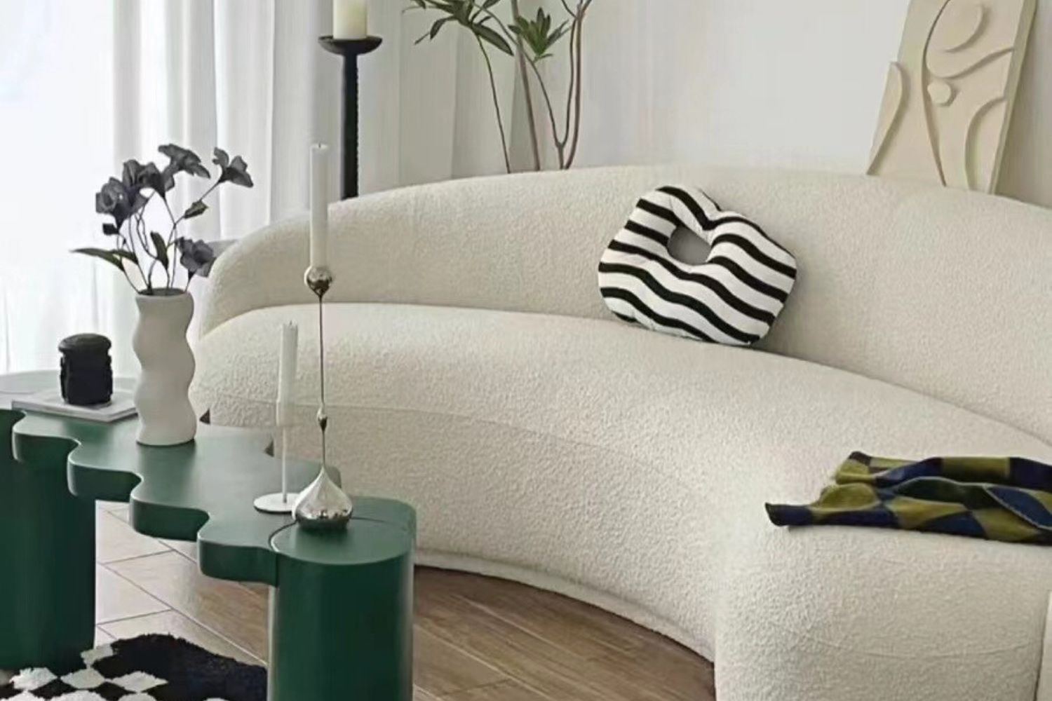 Cashew 235cm White Fabric Sofa Real Home | Demo 3