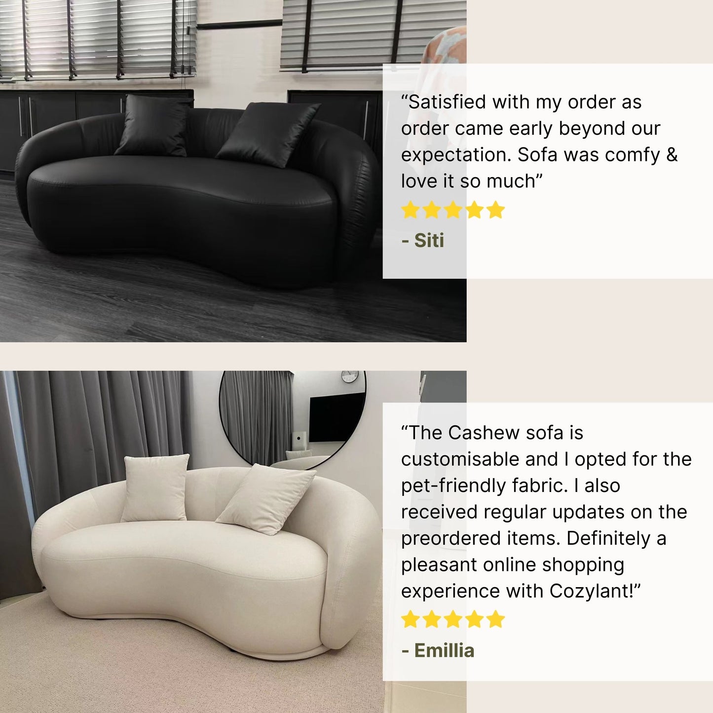Good reviews for Cashew fabric sofa