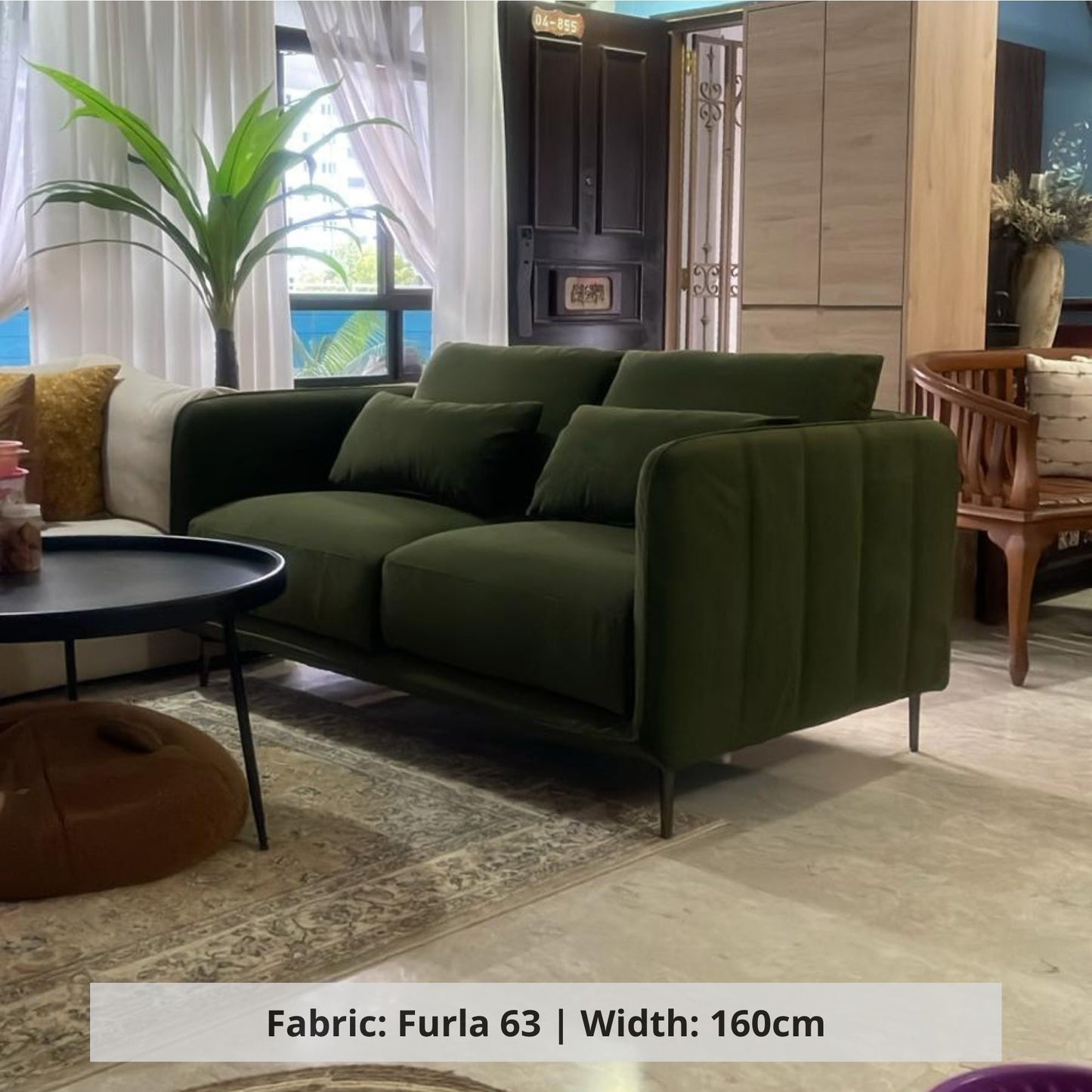 Casper 160cm 2 seater green pet friendly fabric sofa sample