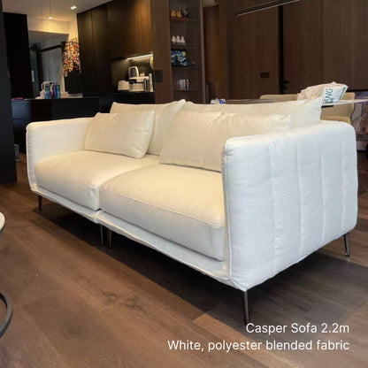 Sample real home delivery of 3 seater Casper fabric sofa in white polyester blended fabric