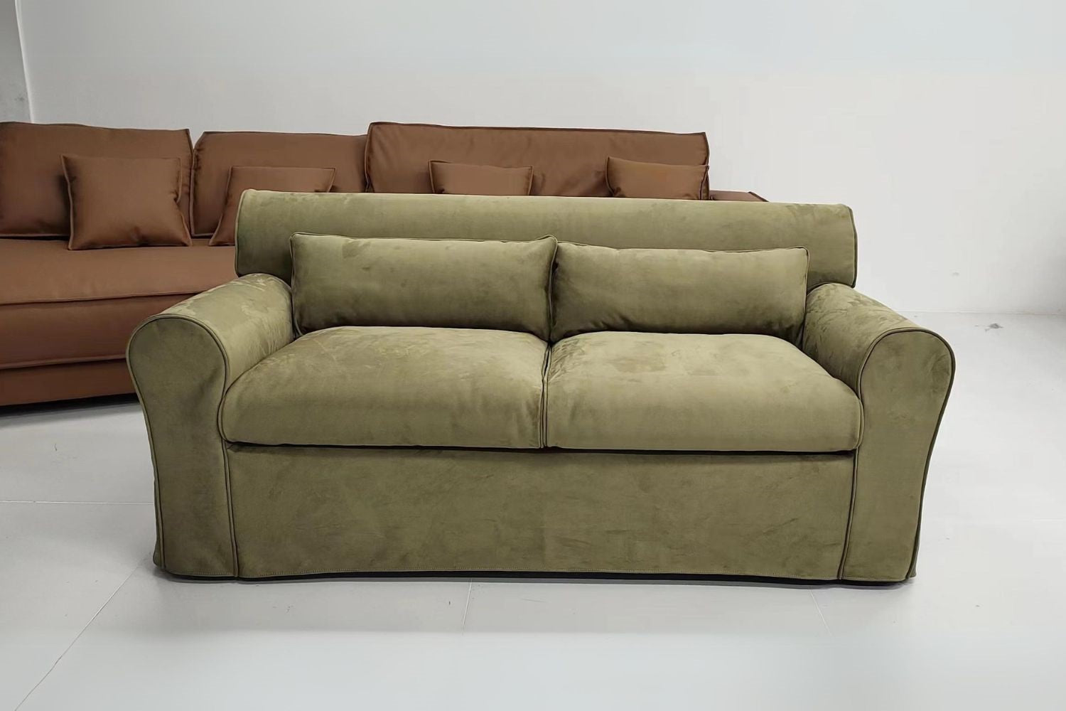 Caspian 180cm green fabric sofa | Demo 1