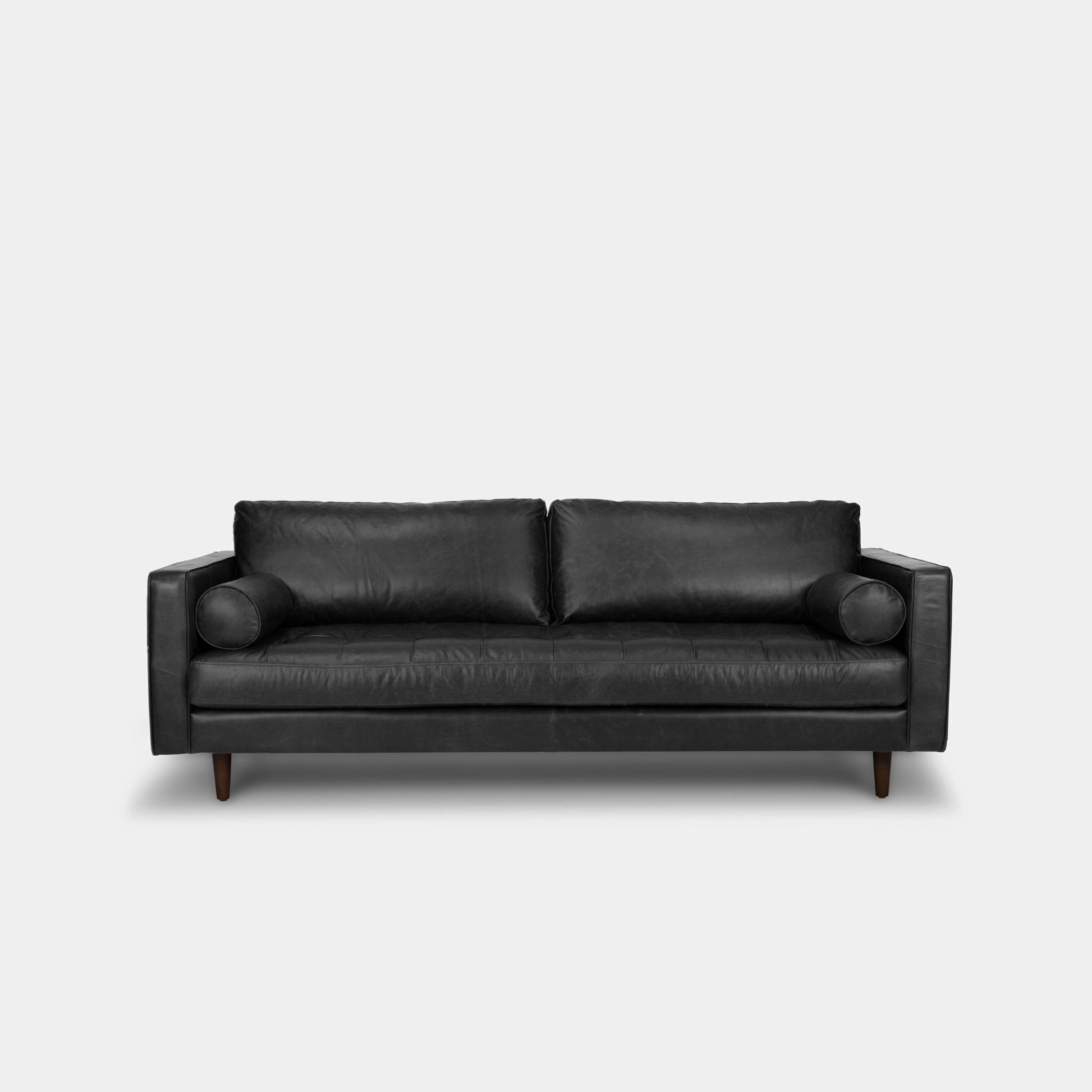 Castle half leather sofa black