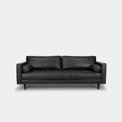 Castle half leather sofa black