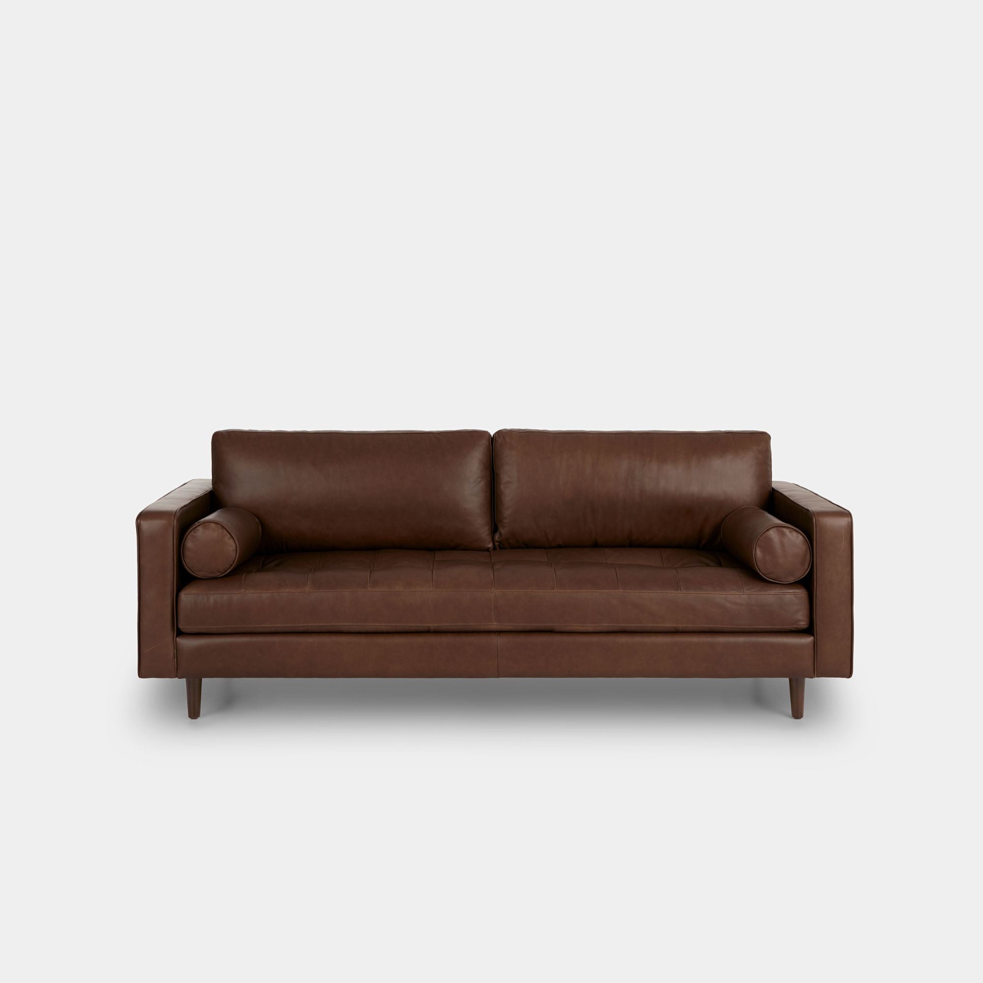 Castle half leather sofa dark brown