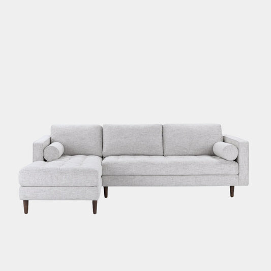 castle fabric l-shaped sectional sofa grey left chaise