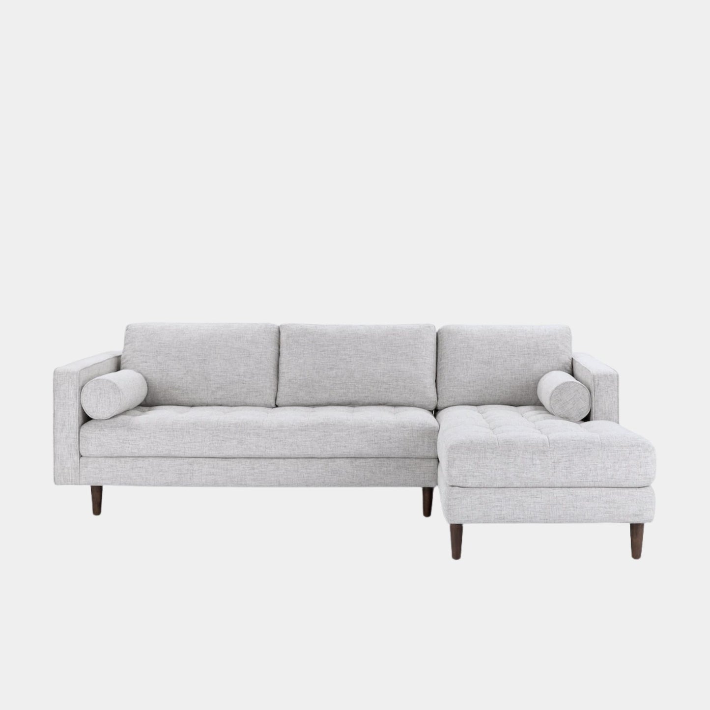 castle fabric l-shaped sectional sofa grey right chaise