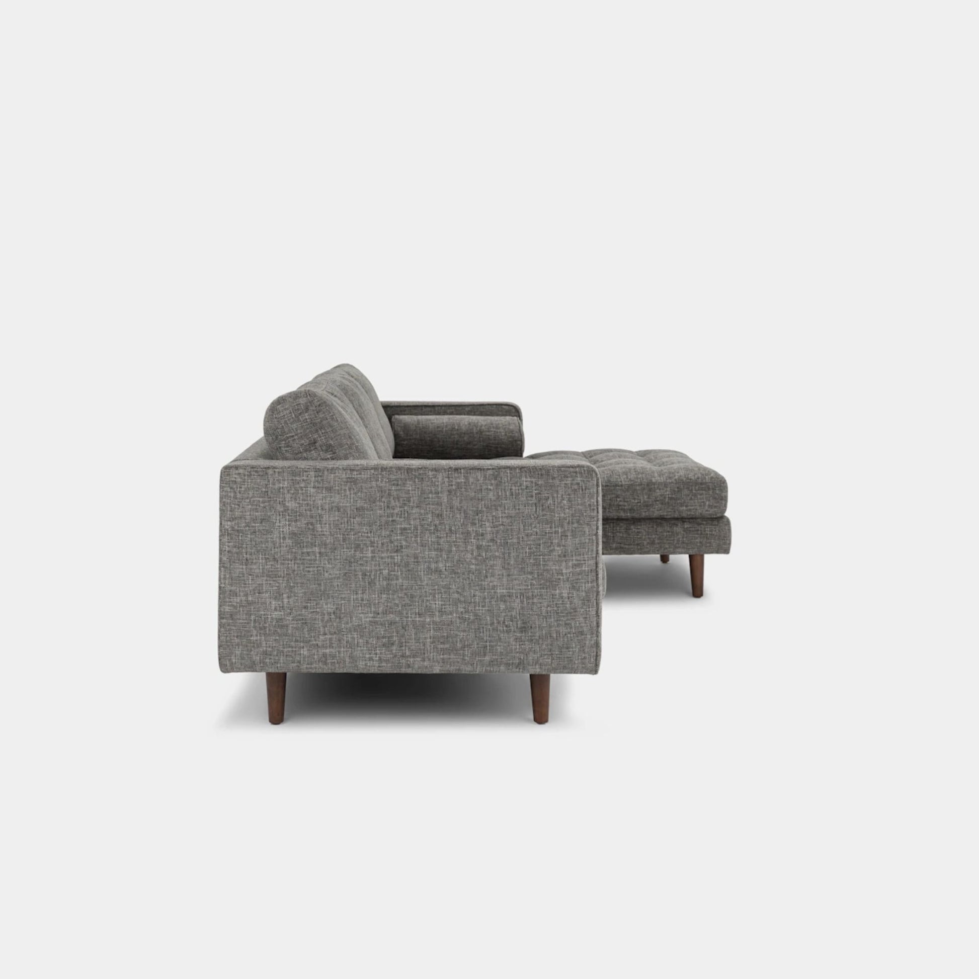 Castle fabric sectional sofa right dark grey