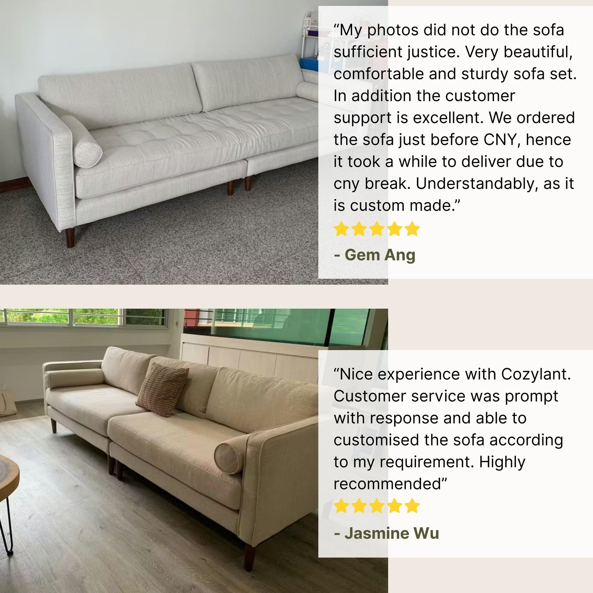 Good customer reviews for Castle fabric sofa