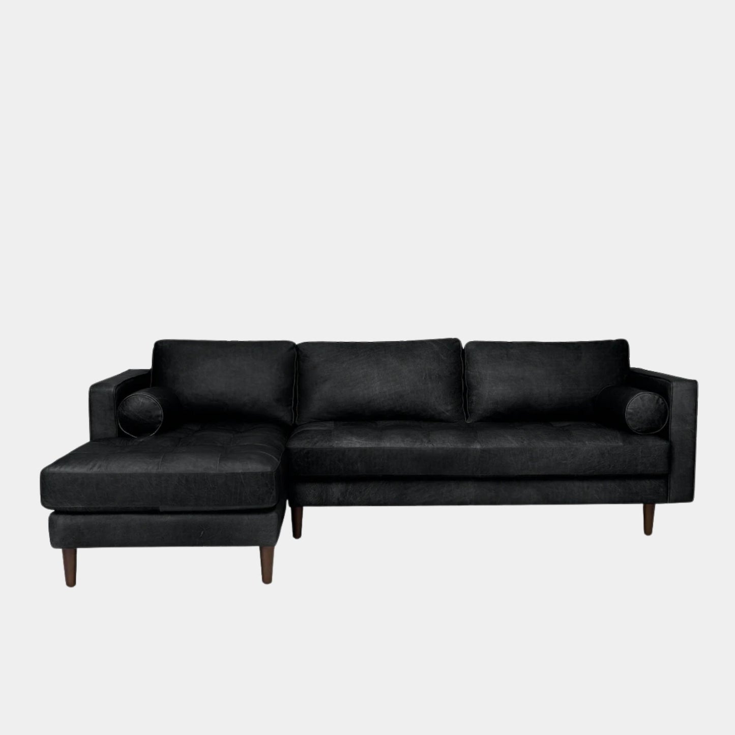 castle faux leather l-shaped sectional sofa left chaise black