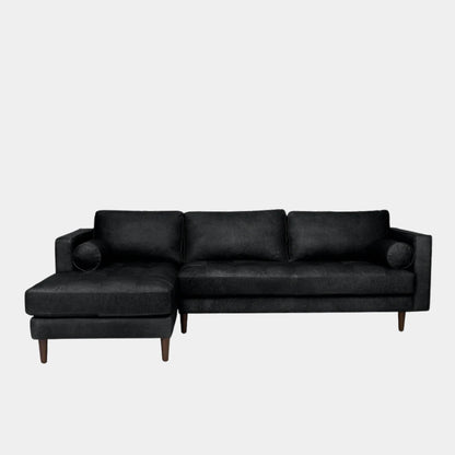 castle faux leather l-shaped sectional sofa left chaise black