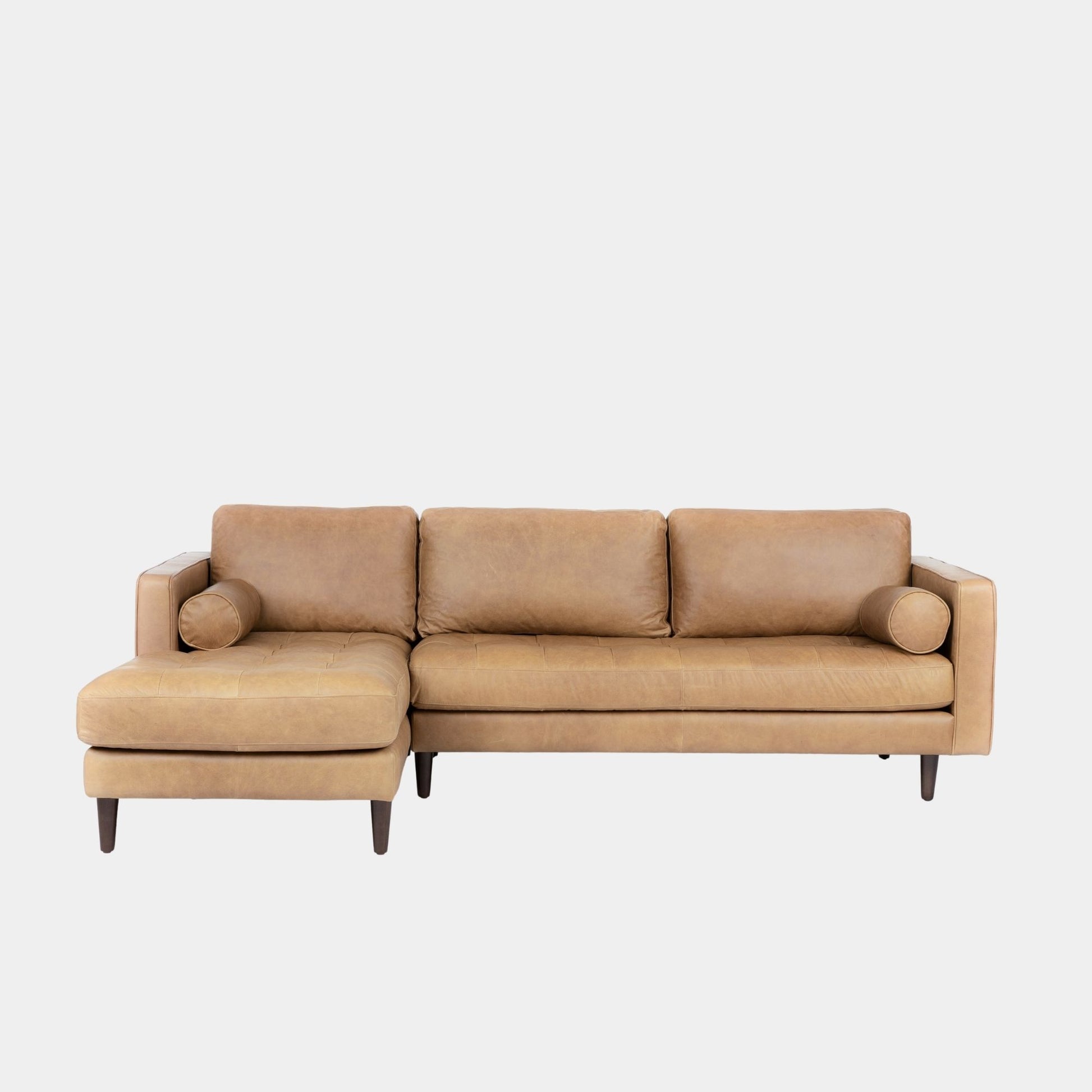 castle faux leather l-shaped sectional sofa left chaise brown