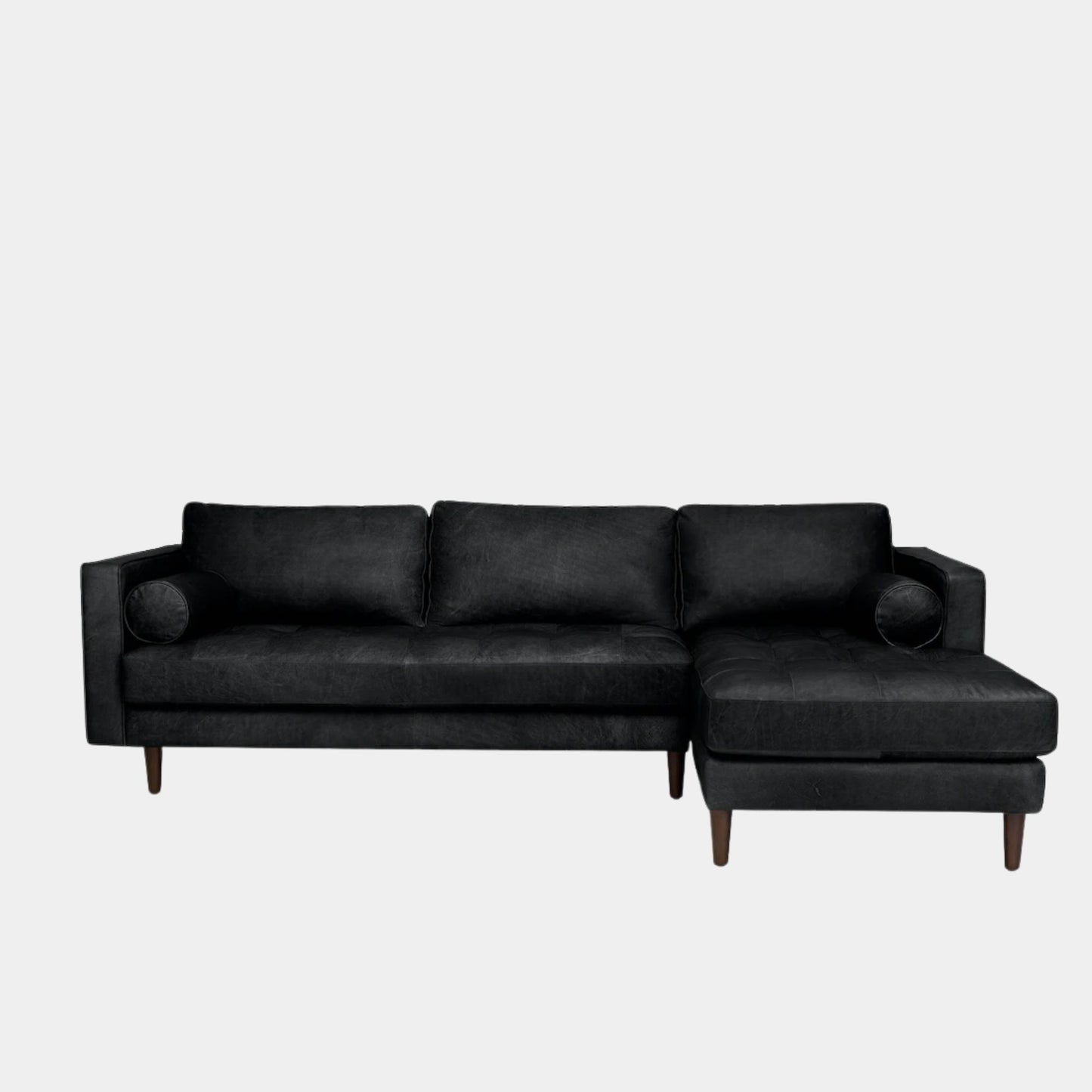 castle faux leather l-shaped sectional sofa right chaise black