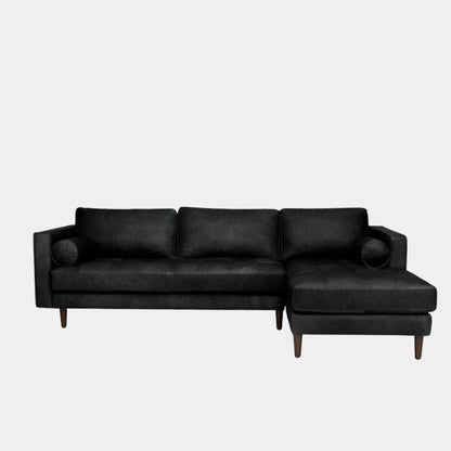 castle faux leather l-shaped sectional sofa right chaise black