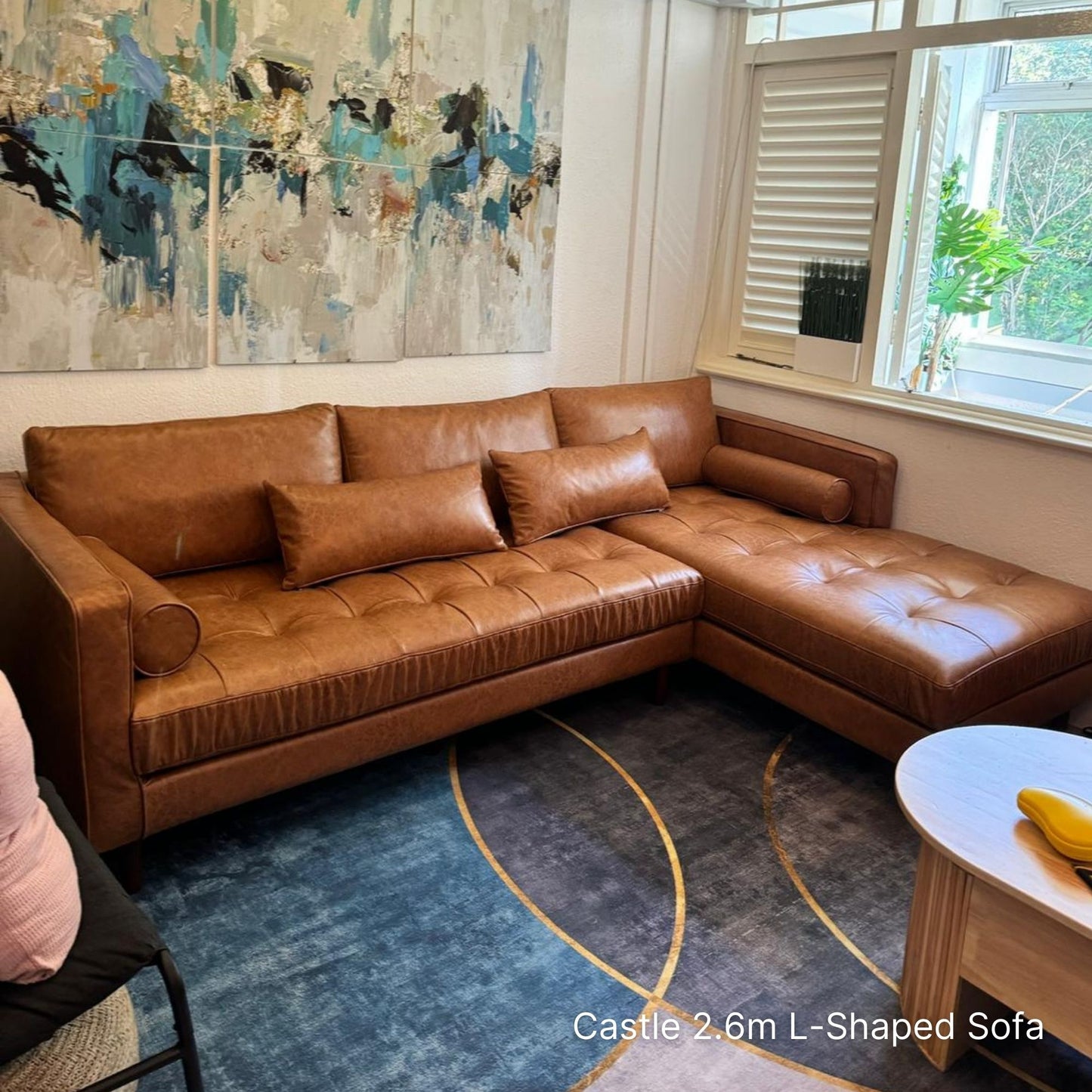 Castle Faux Leather L-Shaped Sectional Sofa