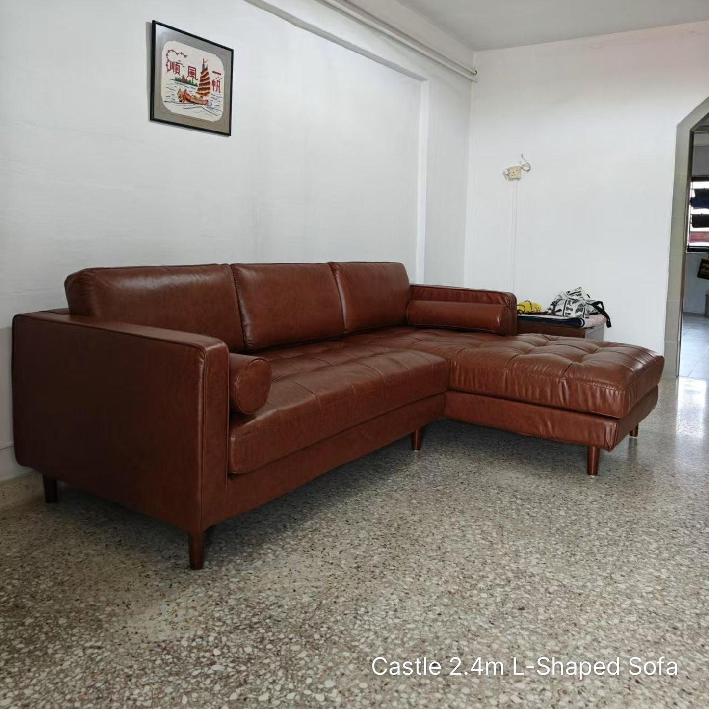 Castle Faux Leather L-Shaped Sectional Sofa