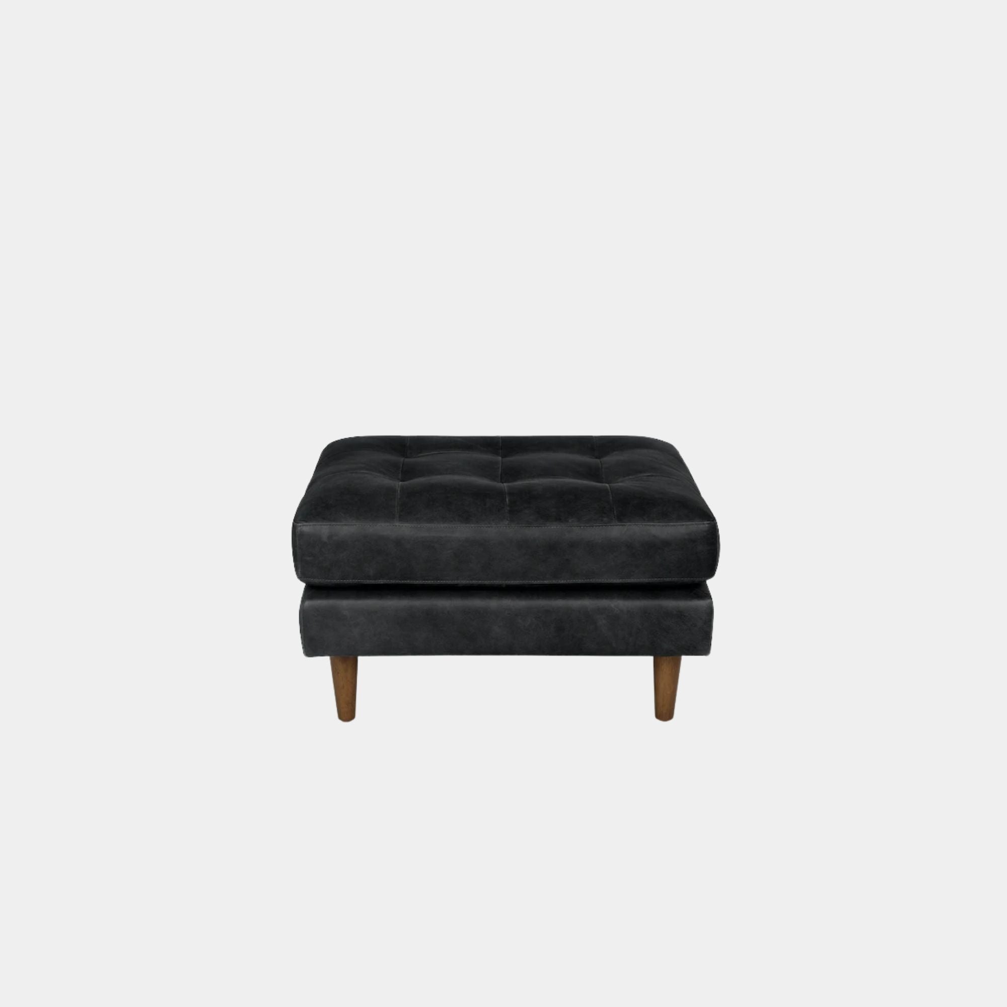 castle faux leather ottoman black