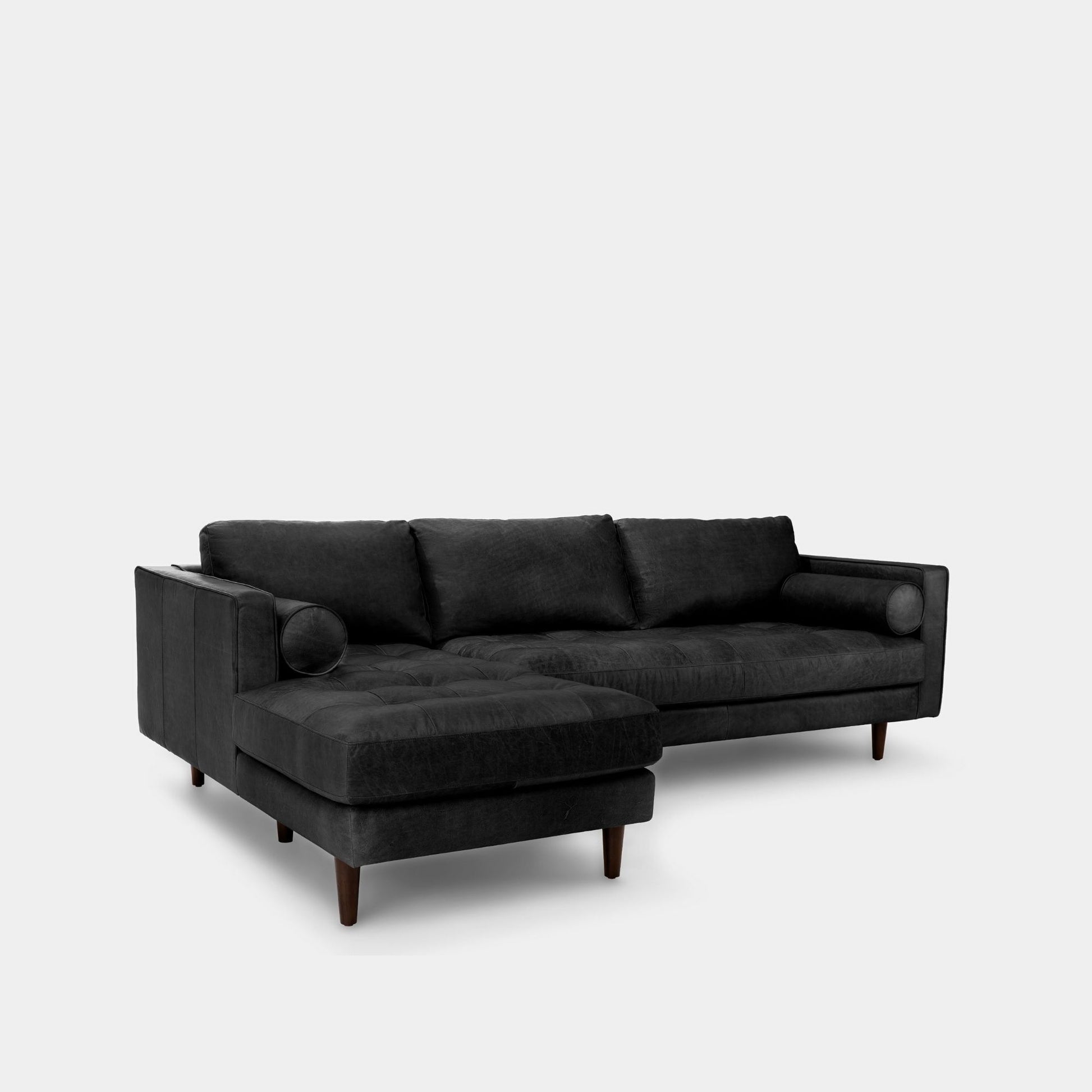 Castle faux leather sectional sofa left black