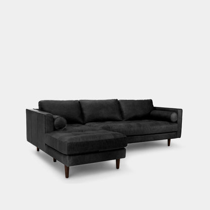 Castle faux leather sectional sofa left black