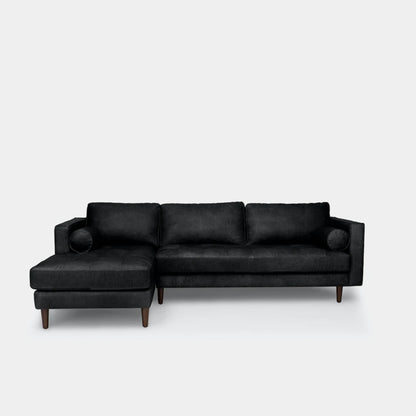 Castle faux leather sectional sofa left black