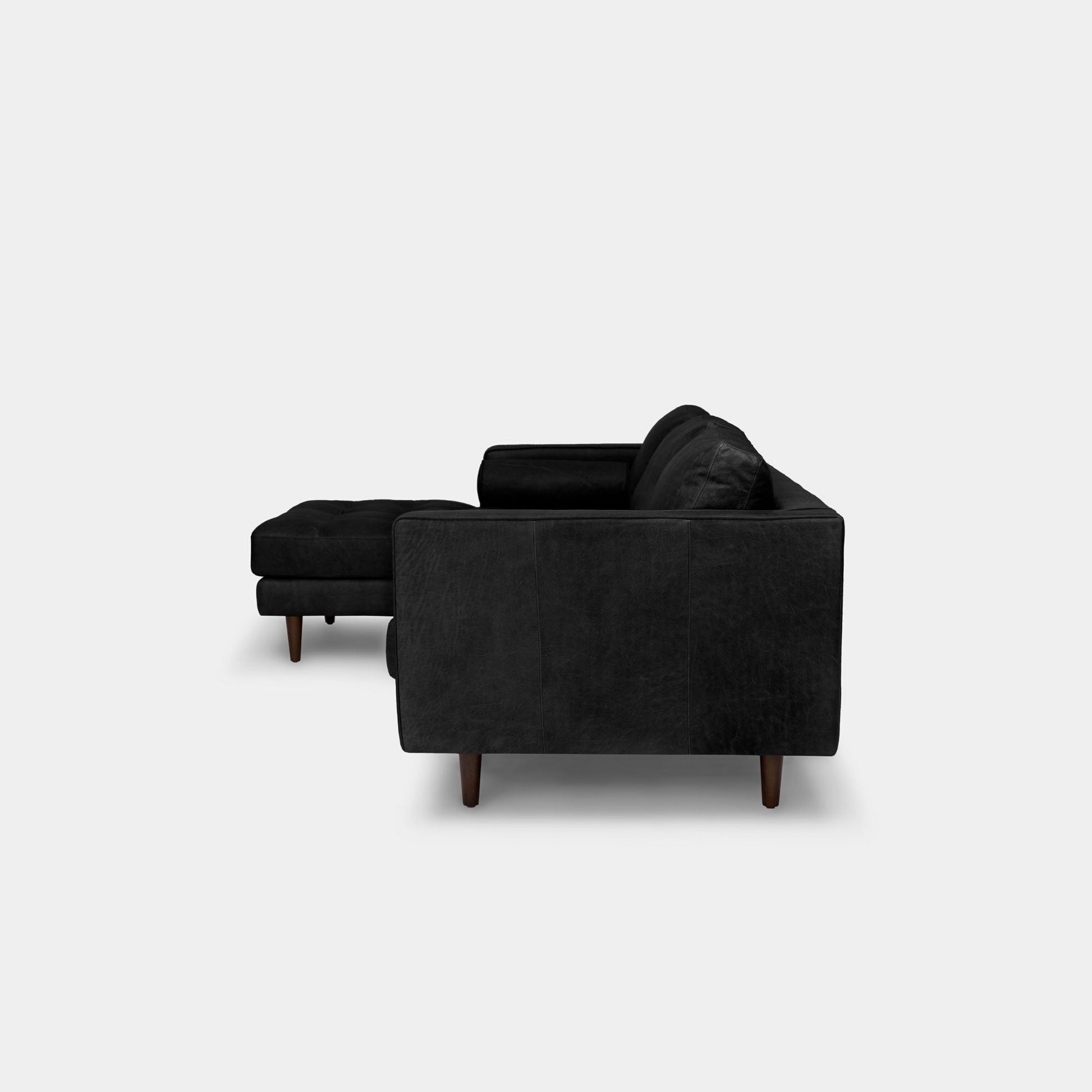 Castle faux leather sectional sofa left black