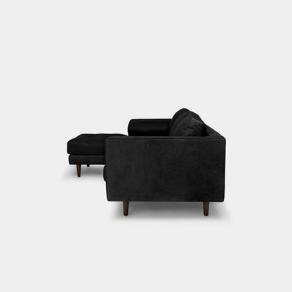 Castle faux leather sectional sofa left black